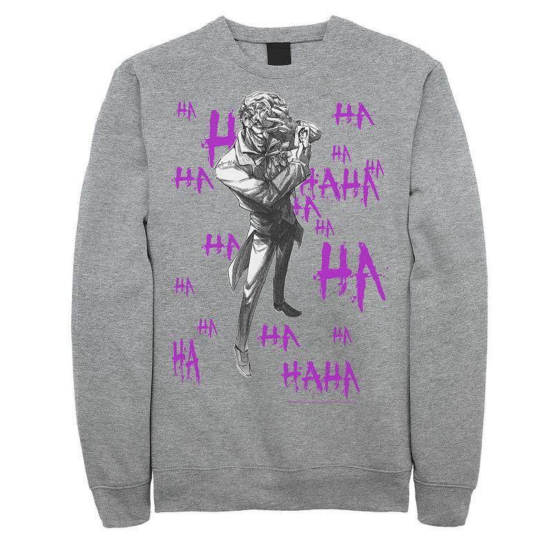Men's DC Comics Joker HAHAHA Portrait Sweatshirt, Size: 3XL, Athletic Grey Product Image