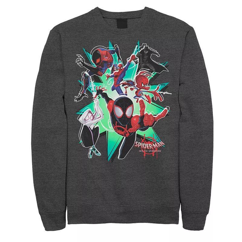 Mens Marvel Spider-Man Spiderverse Action Group Graphic Fleece Pullover Grey Heather Product Image