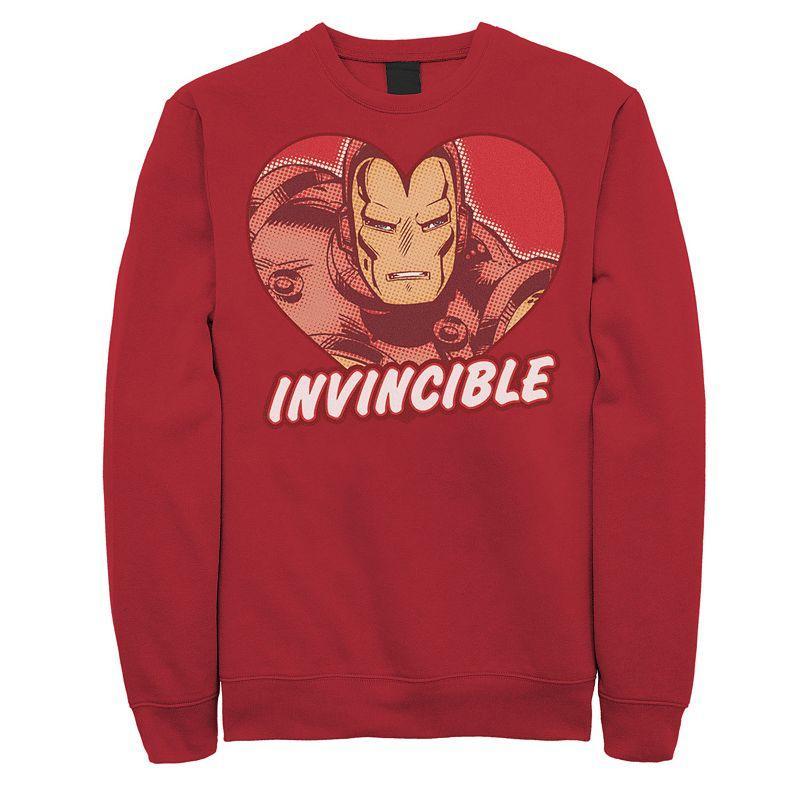 Men's Marvel Iron Man Invincible Heart Valentine's Sweatshirt, Size: 3XL, Red Product Image