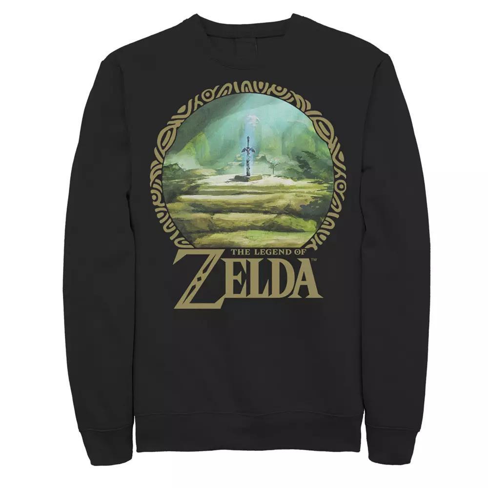 Men's Zelda Korok Forest Circle Portrait Fleece, Size: 3XL, Black Product Image