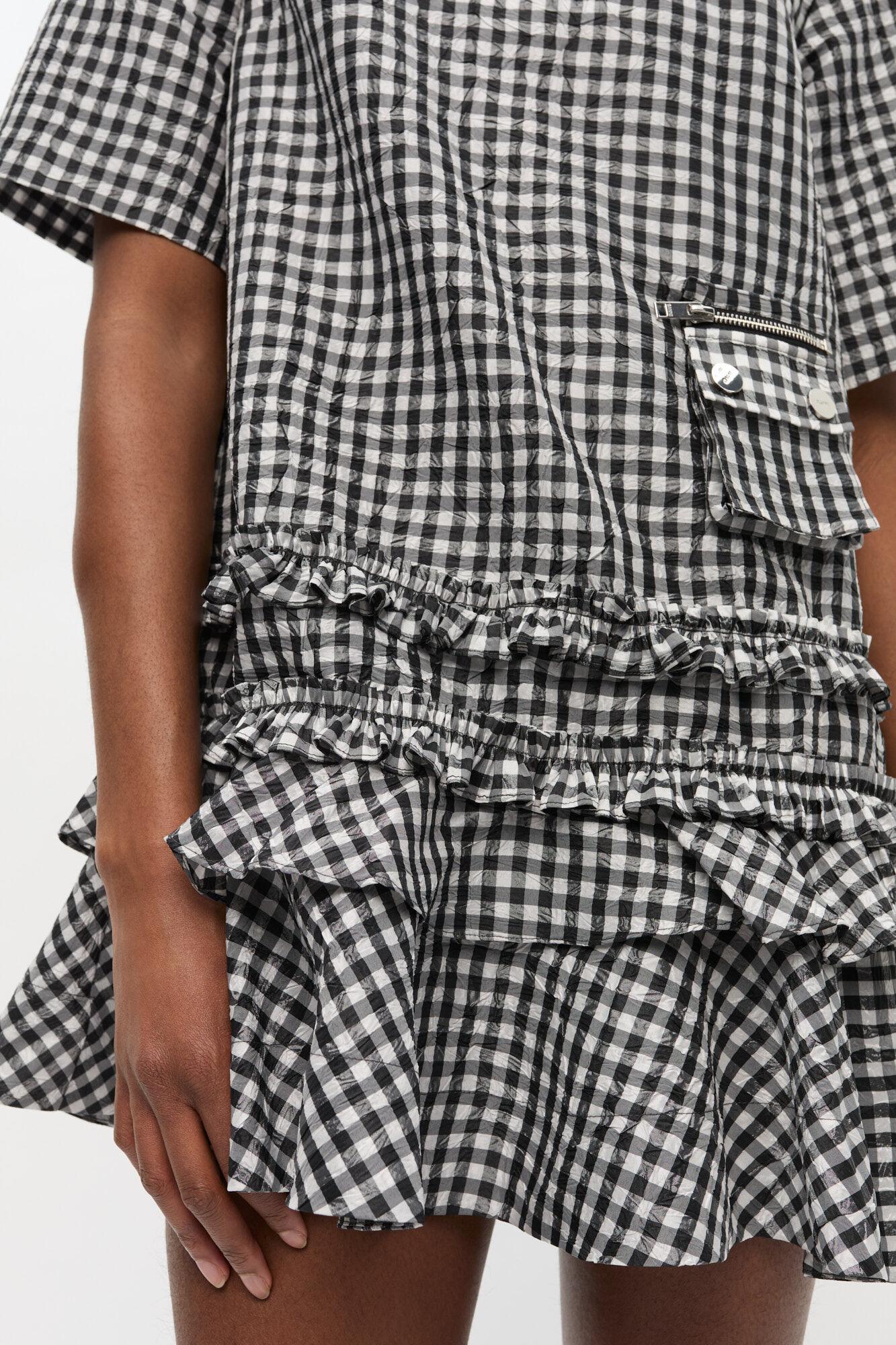 Crinkled Check Mini Dress Product Image