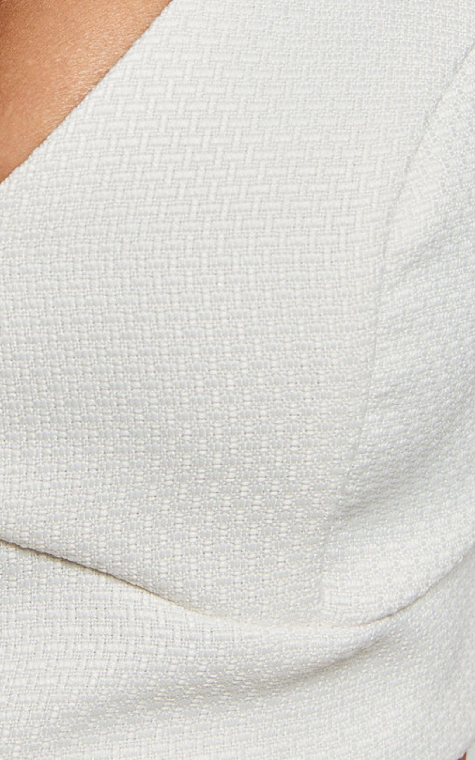 Sarah Two Piece Set - V Neck Crop Top and Belted Utility Mini Skirt in Cream Product Image