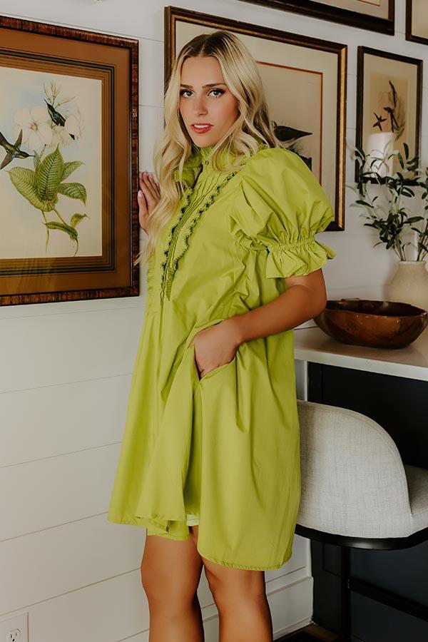 Sweet Energy Pleated Mini Dress in Lime Punch Product Image