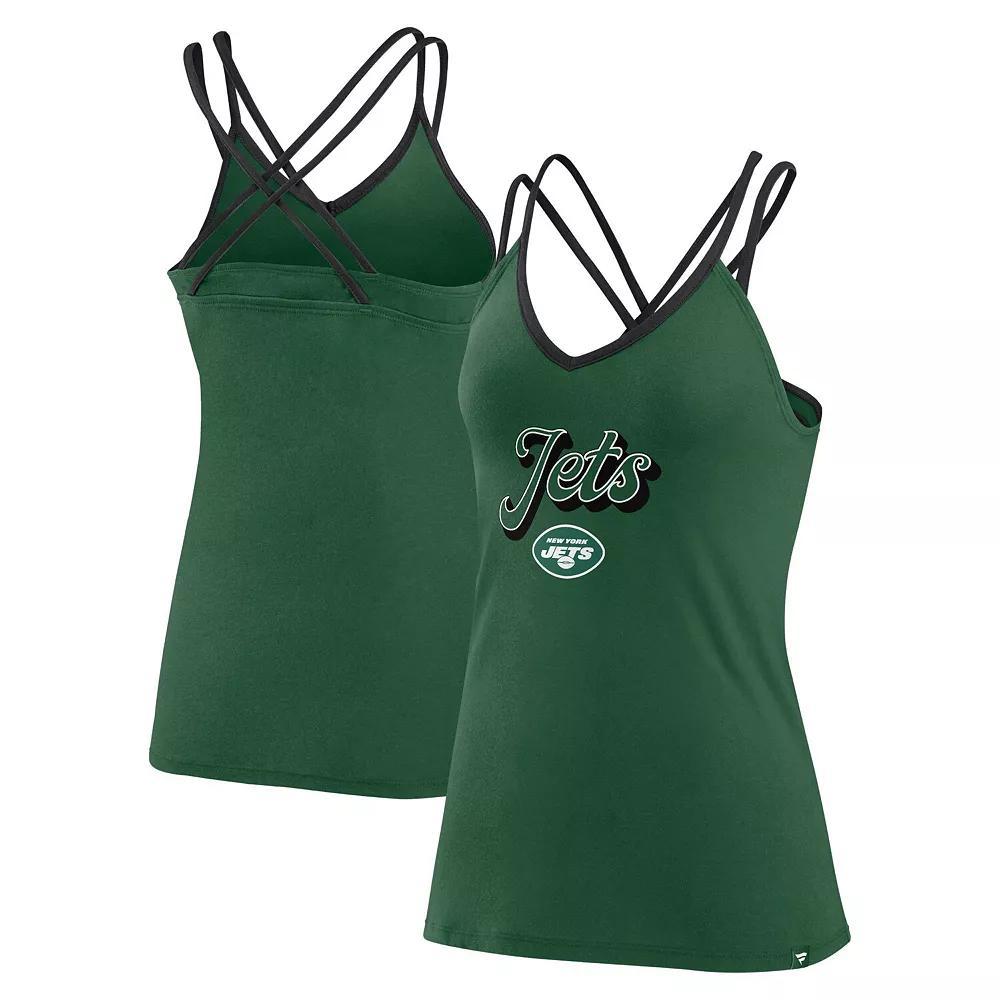 Women's Fanatics Branded Green New York Jets Go For It Strappy Crossback Tank Top,  Product Image