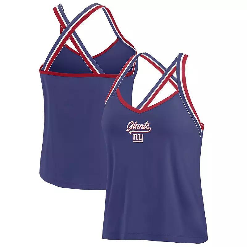 Women's WEAR by Erin Andrews Royal Buffalo Bills Cross Strap Tri-Blend Tank Top, Size: Medium, Blue Product Image