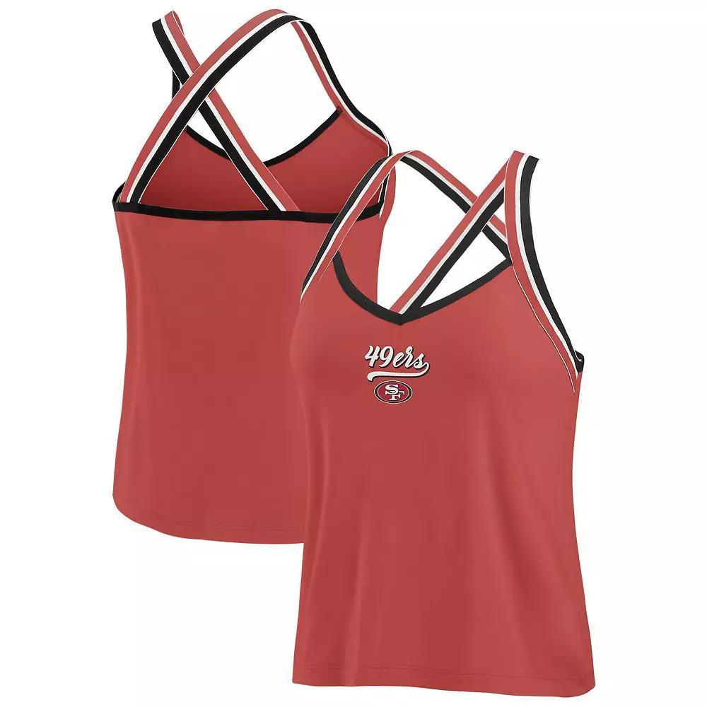Women's WEAR by Erin Andrews Scarlet San Francisco 49ers Cross Strap Tri-Blend Tank Top,  Product Image