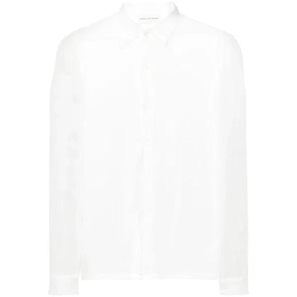 DRIES VAN NOTEN Silk Chiffon Shirt In White Product Image