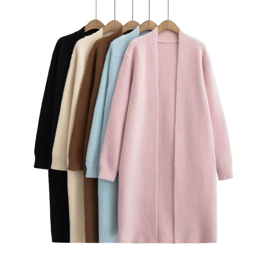 Plain Midi Open Front Cardigan Product Image