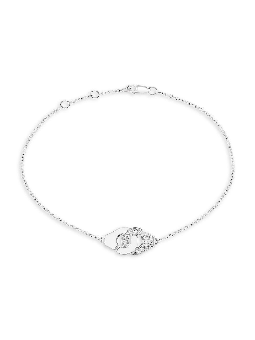 Womens Menottes Dinh Van R8 18K White Gold & Diamond Chain Bracelet Product Image