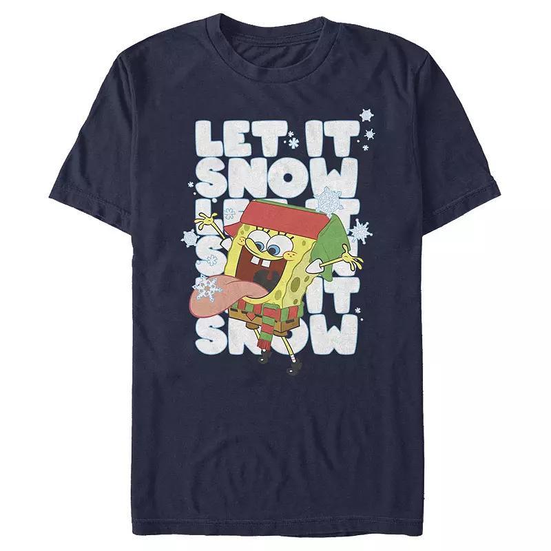 Men's Spongebob Squarepants Let It Snow Tee, Size: 3XL, Navy Grey Product Image