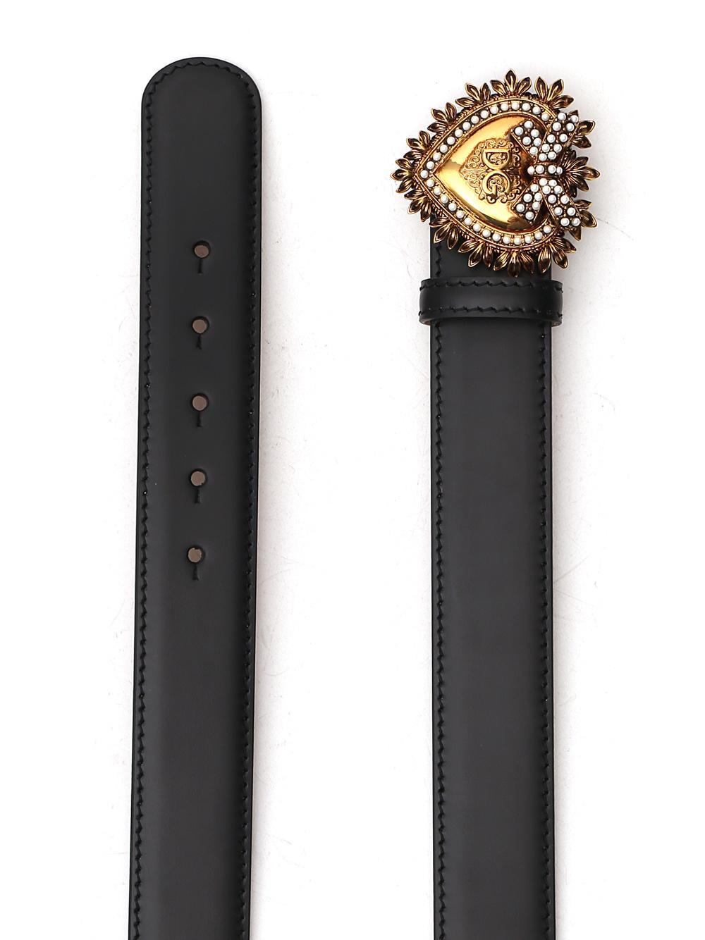 DOLCE & GABBANA Devotion Leather Belt In Black Product Image