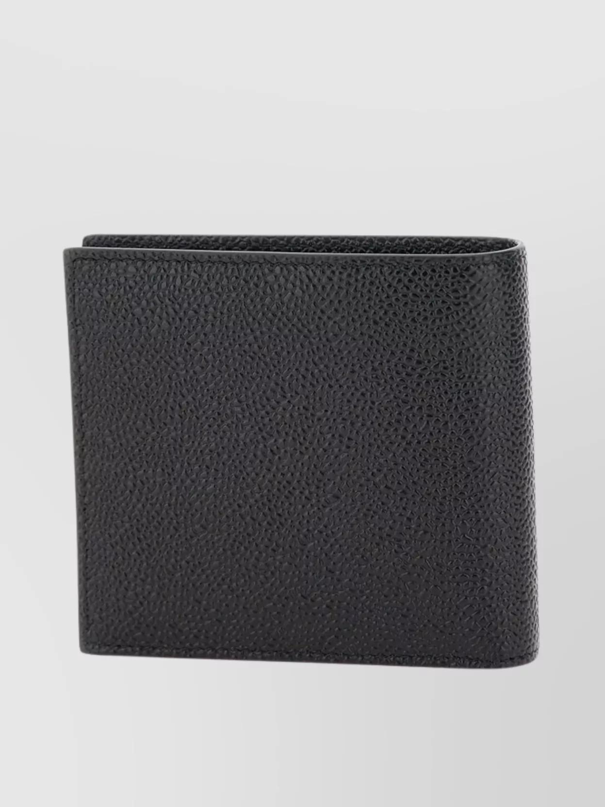 THOM BROWNE Black Bifold Wallet In Pebble Grain Leather Product Image