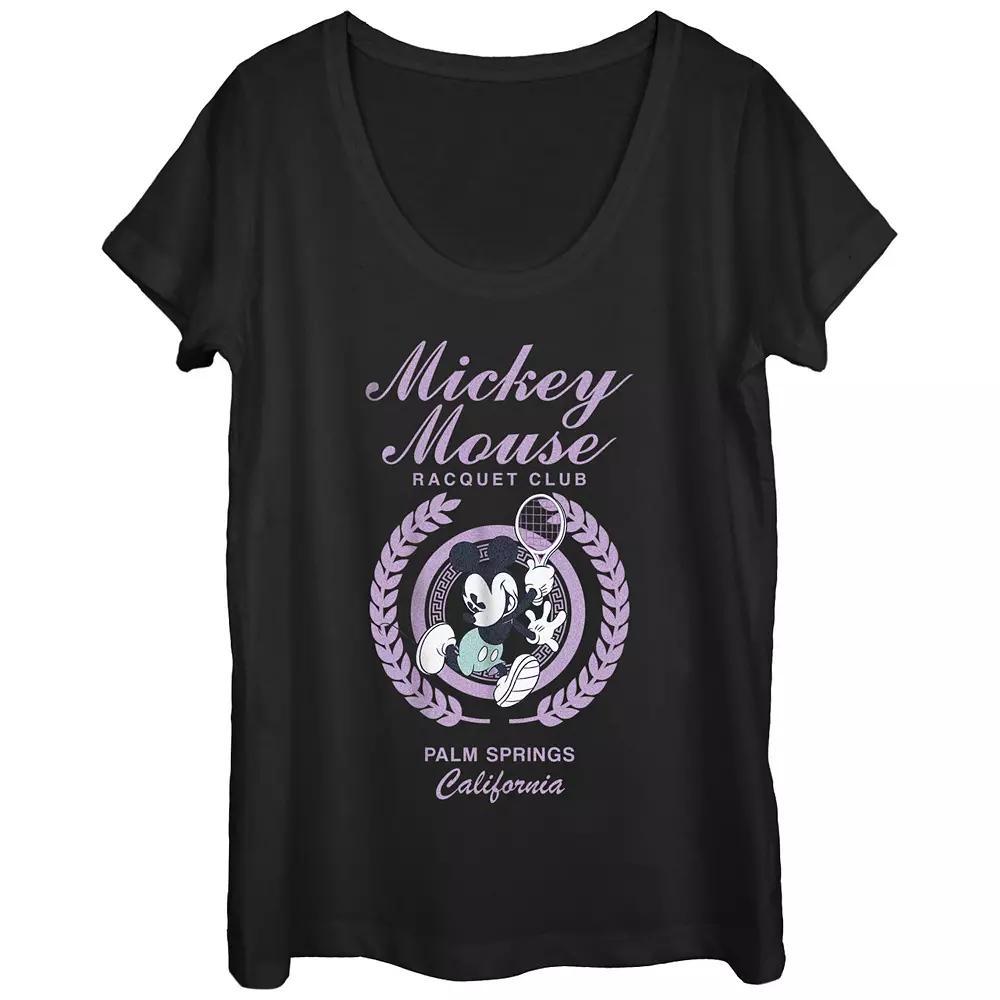 Disney's Mickey Mouse Raquet Club Scoop Neck Juniors' Graphic Tee, Women's, Size: XL, Black Product Image