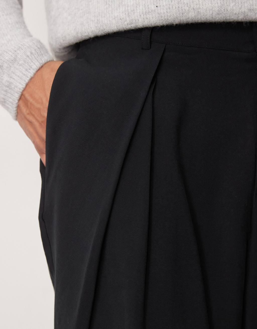 ASOS DESIGN oversized smart pants with wrap pleats in black Product Image