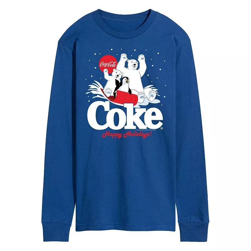 Men's CocaCoal Happy Holidays Sledding Long Sleeve Graphic Tee,  Product Image