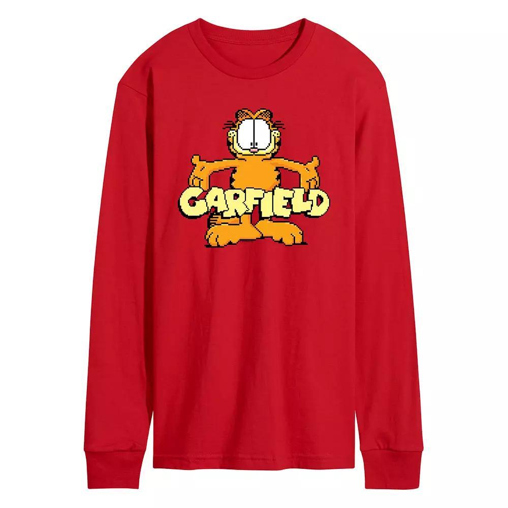 Men's Garfield Standing Logo Long Sleeve Graphic Tee, Size: XL, Red Product Image