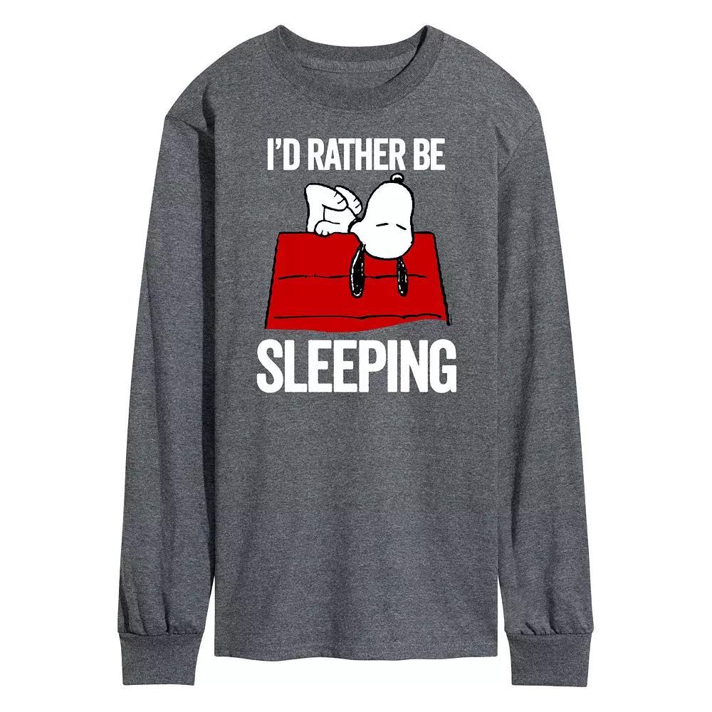 Men's Peanuts Still Sleeping Long Sleeve Graphic Tee, Size: Small, Grey Product Image