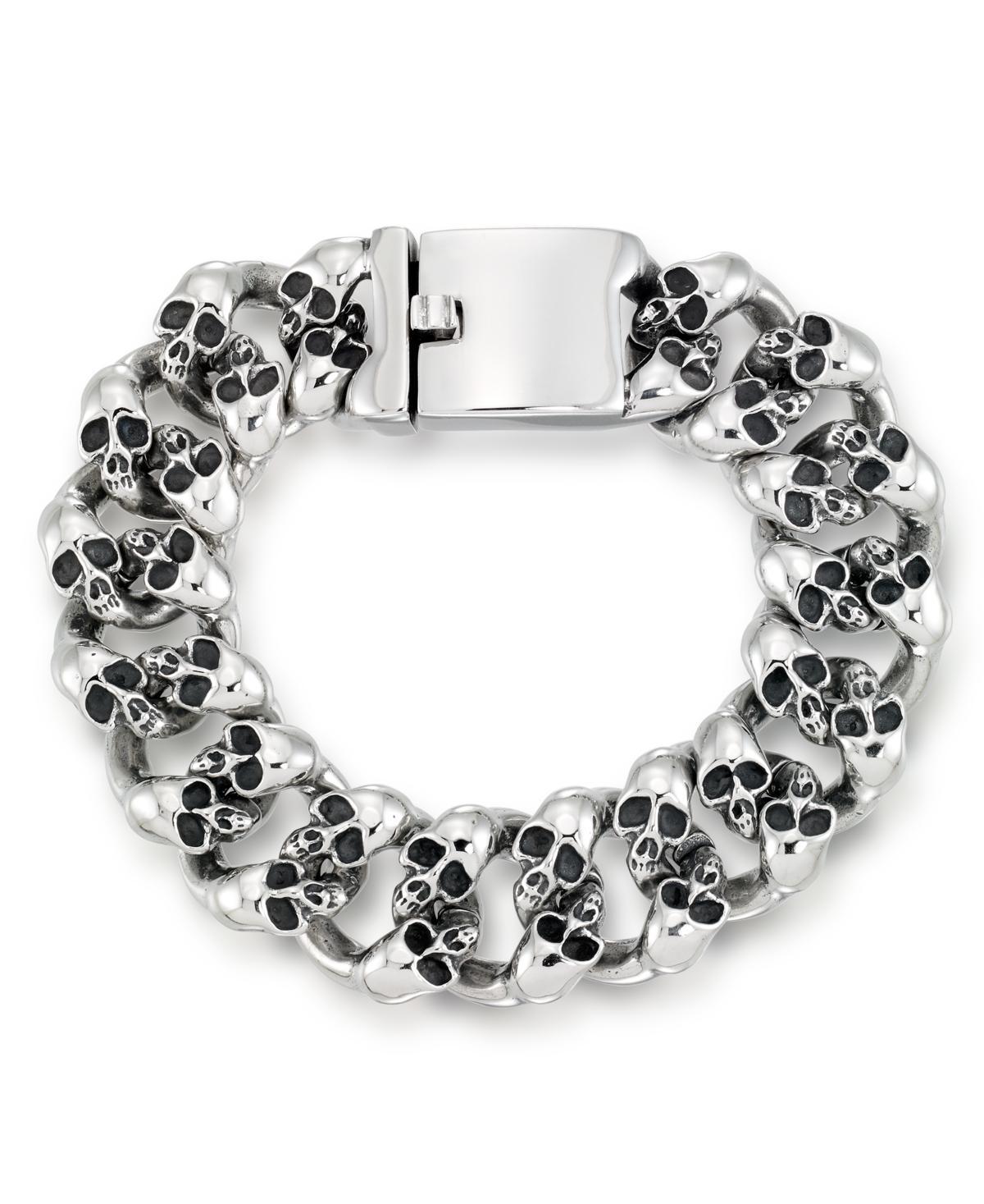 Mens Multi Skull Link Bracelet Stainless Steel Product Image