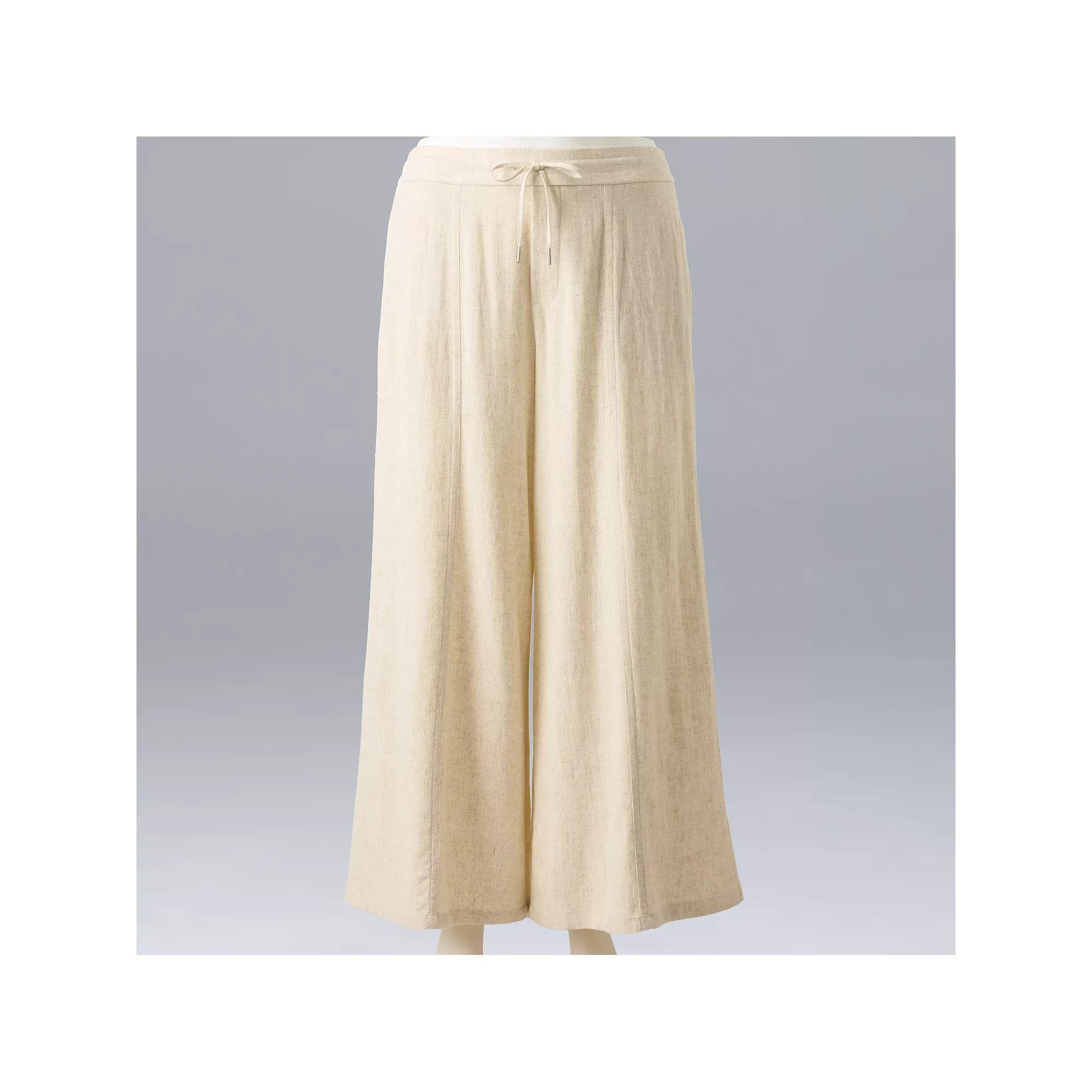 Plus Size Simply Vera Vera Wang Wide Leg Linen Pants, Women's, Size: 2XL, Vera Flax Product Image