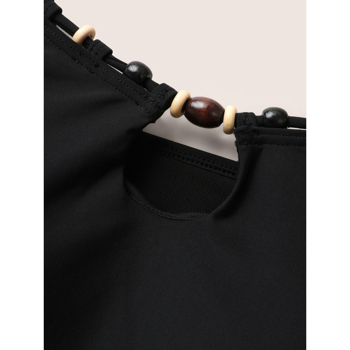 Plus Size Solid Keyhole Adjustable Straps Swim Top Women's Swimwear Moss Resort Cut-Out High stretch Bodycon Heart neckline Curve Swim Tops BloomChic 28/5X Product Image