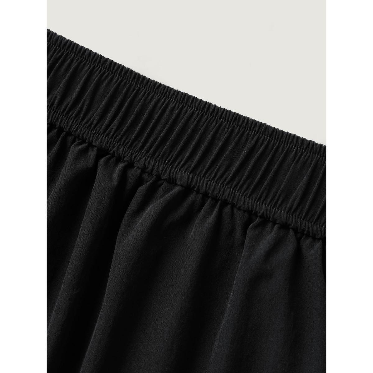 Plus Size Solid Zipper Pockets Wide-Leg Shorts Women Black Casual Wide Leg Everyday-Casual Shorts BloomChic 14-16/1X Product Image