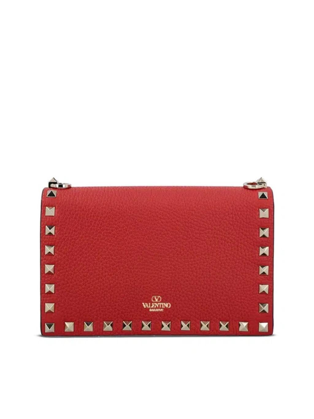 VALENTINO GARAVANI Rockstud Foldover Top Mini Shoulder Bag In Red Product Image