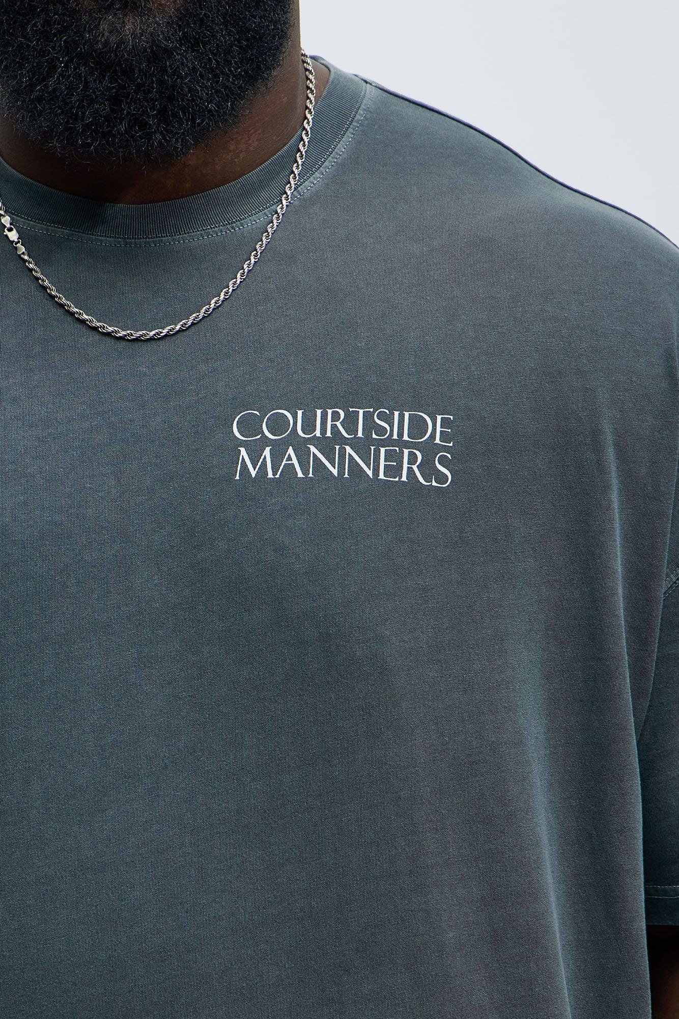 Courtside Manners Oversized Short Sleeve Tee - Grey Product Image