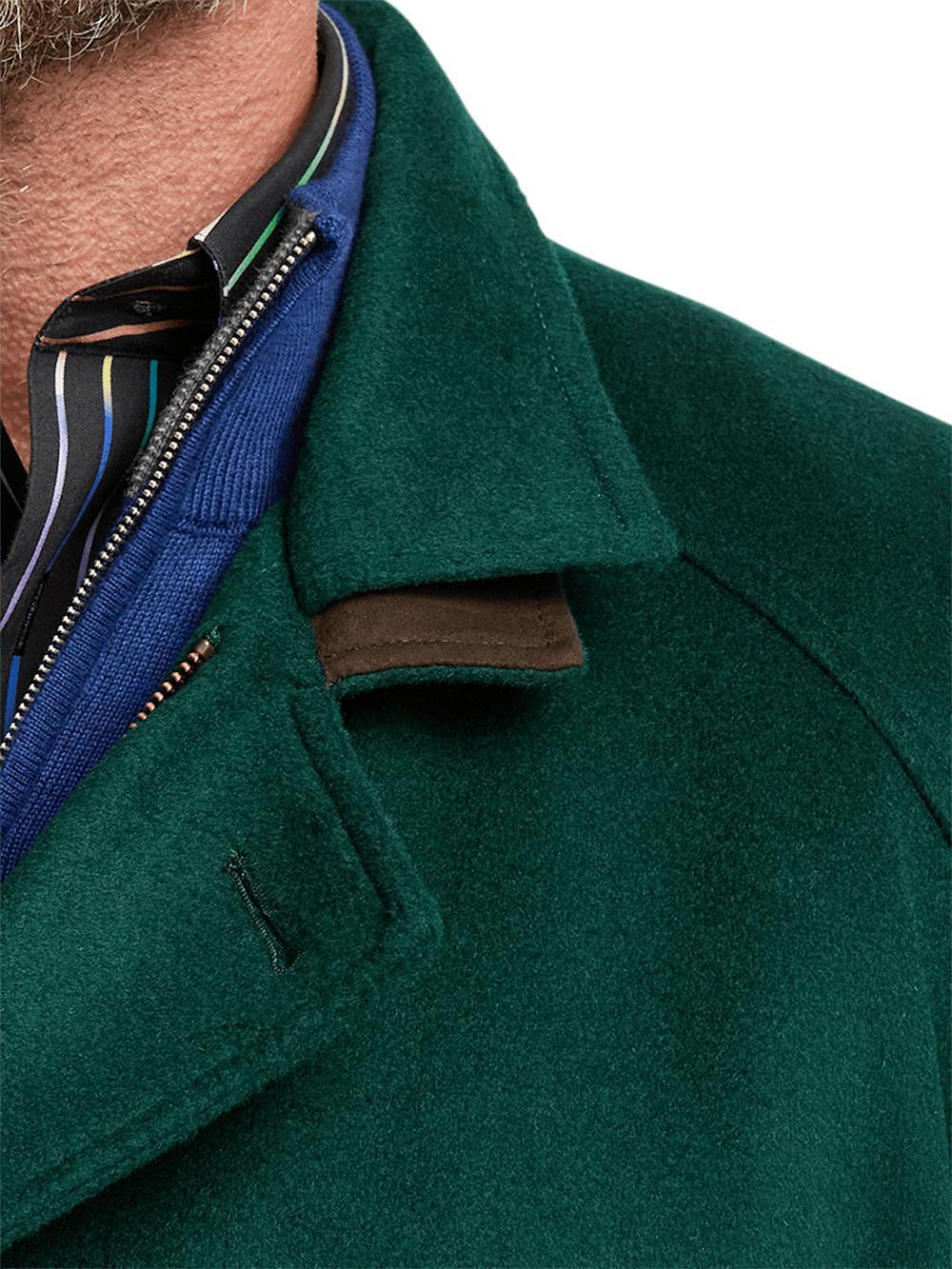 Wool Double Breasted Carcoat - Dark Green Product Image