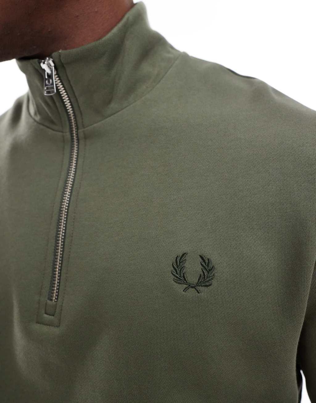 Fred Perry half zip sweatshirt in green Product Image