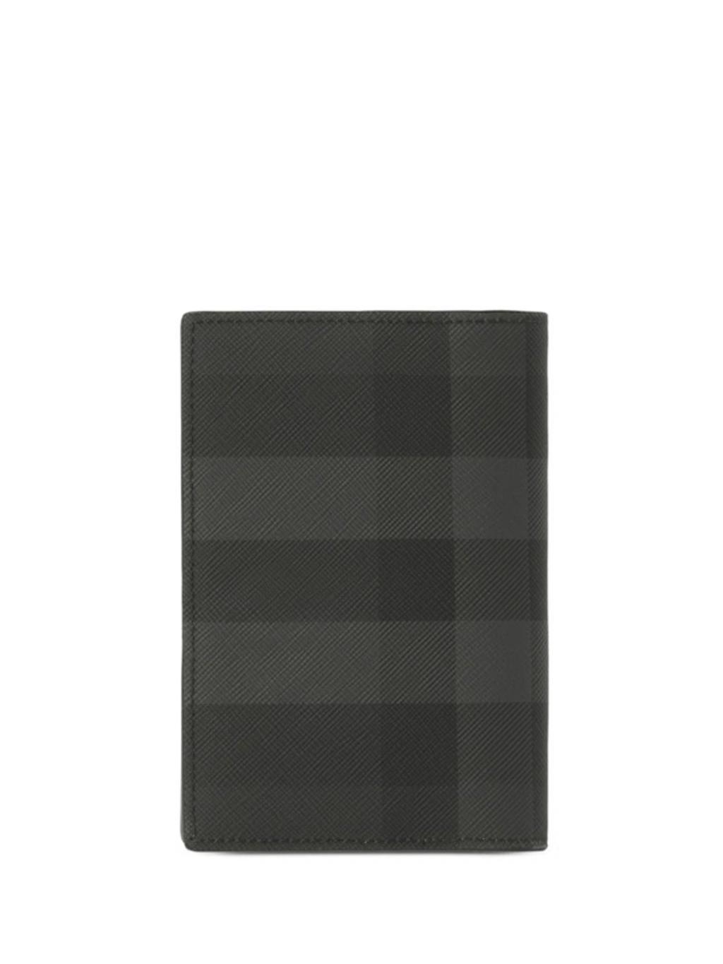 BURBERRY Check-pattern Leather Passport Holder In Grey Product Image