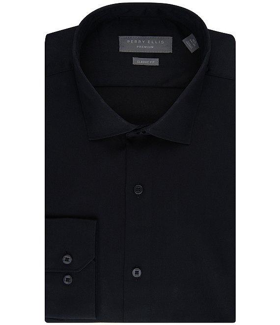 Perry Ellis Classic Fit Spread Collar Premium Luxe Sateen Dress Shirt Product Image