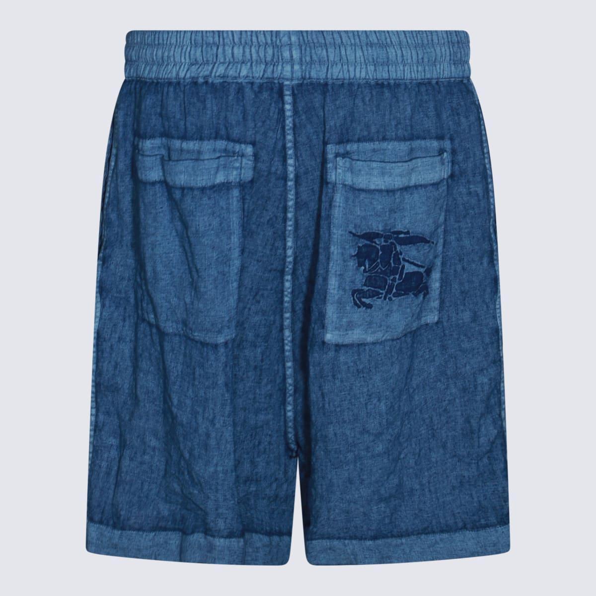 Blue Linen Bermuda Shorts In Knight Product Image