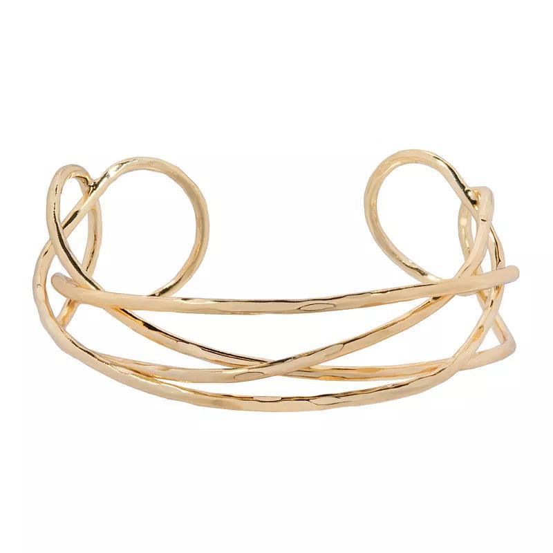 LC Lauren Conrad Gold Tone Hammered Cuff Bracelet, Womens Product Image