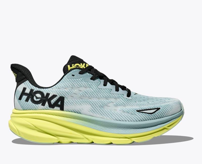 HOKA Mens Clifton 9 Shoes in Black/All Aboard, Size 11 Product Image