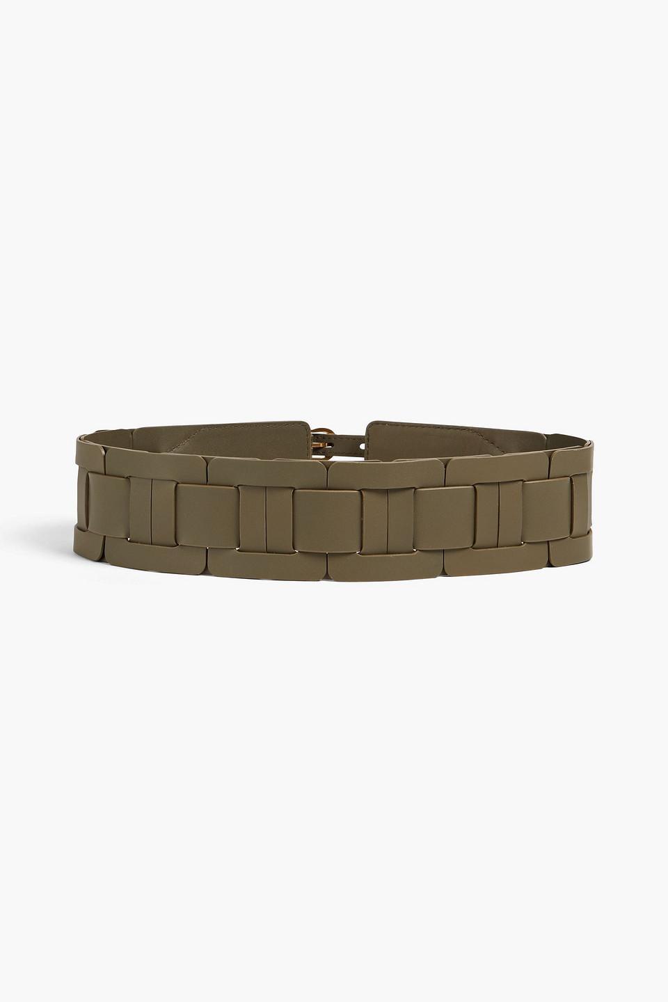 Leather Belt In Army Green Product Image