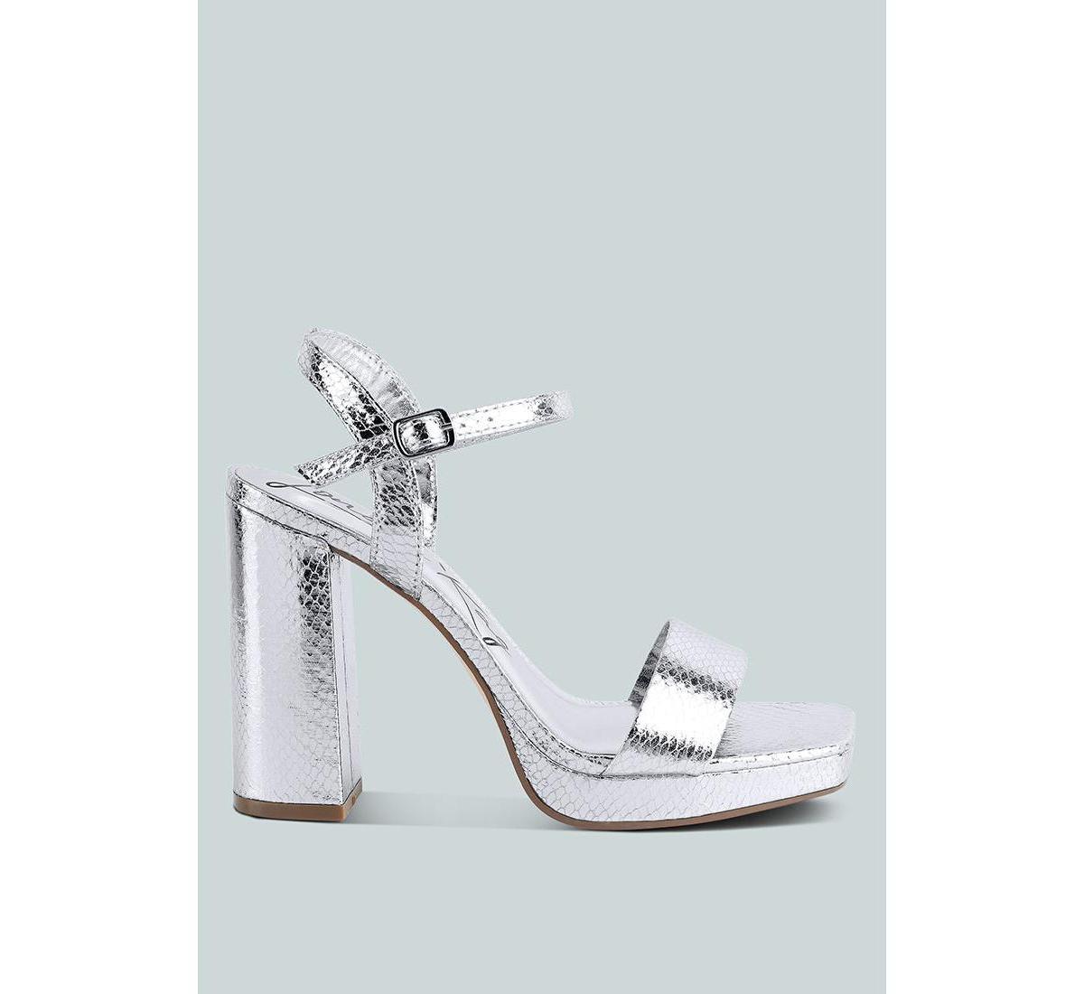 Merengue Metallic Womens High Block Heel Sandals Product Image