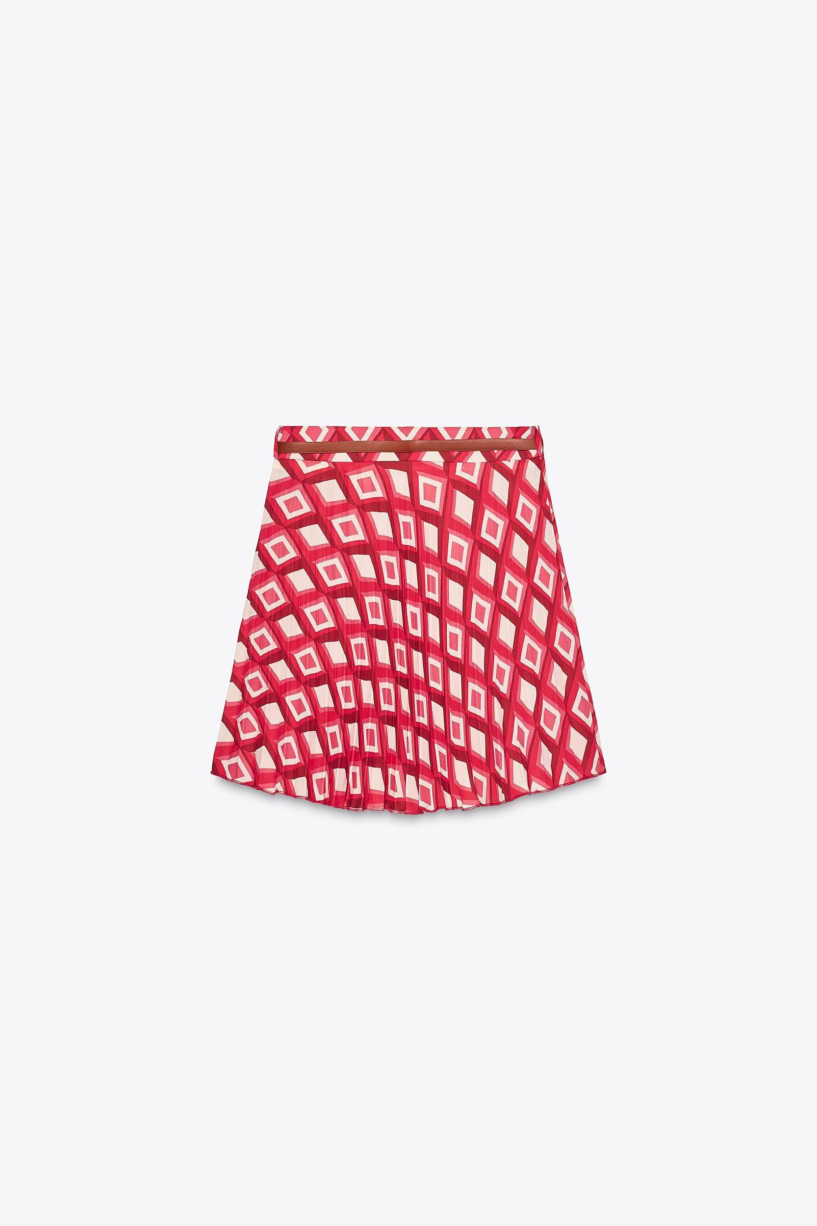 GEOMETRIC PRINT MINI SKIRT WITH BELT Product Image