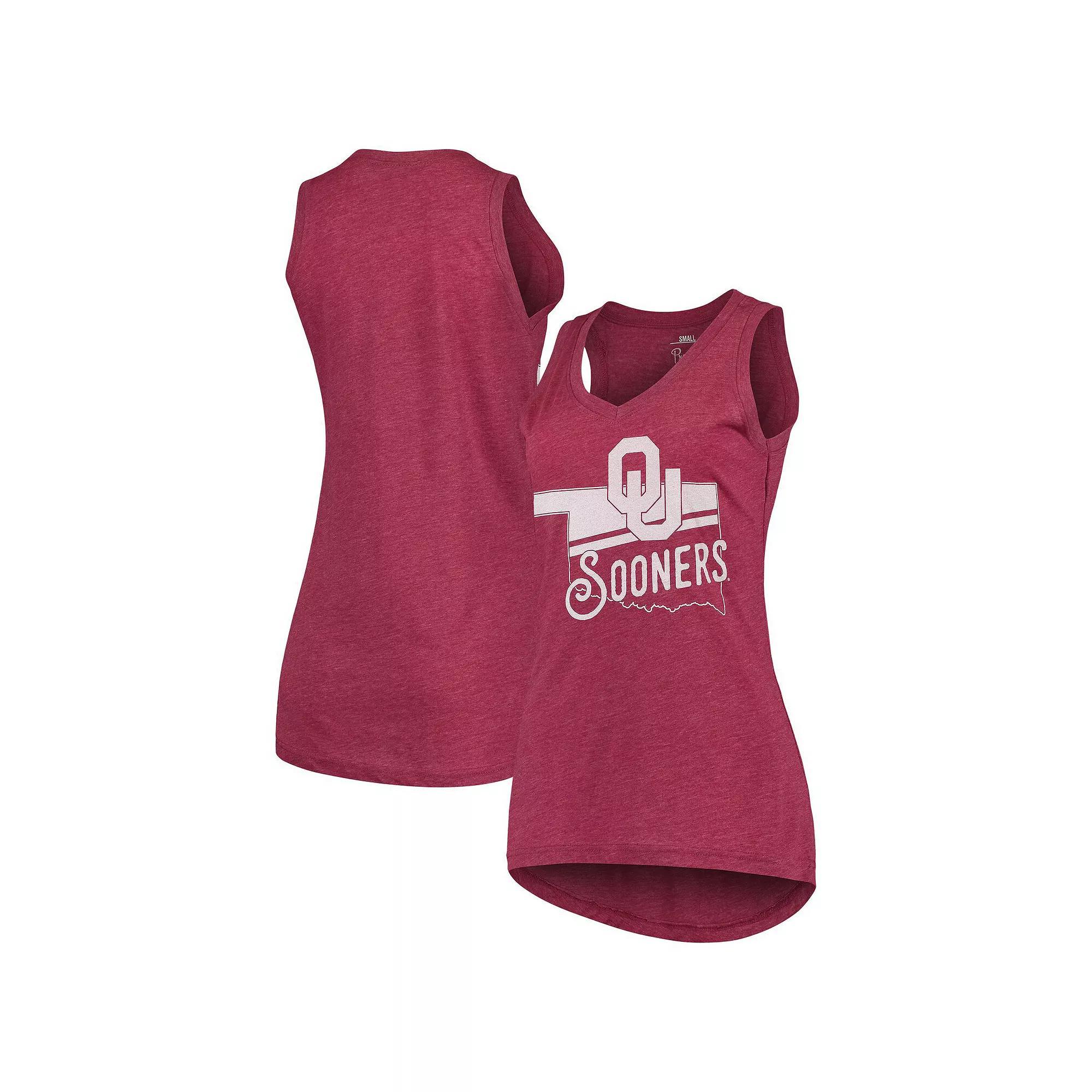 Women's Pressbox Crimson Oklahoma Sooners Ferris Melange V-Neck Tank Top, Size: Small, Red Product Image