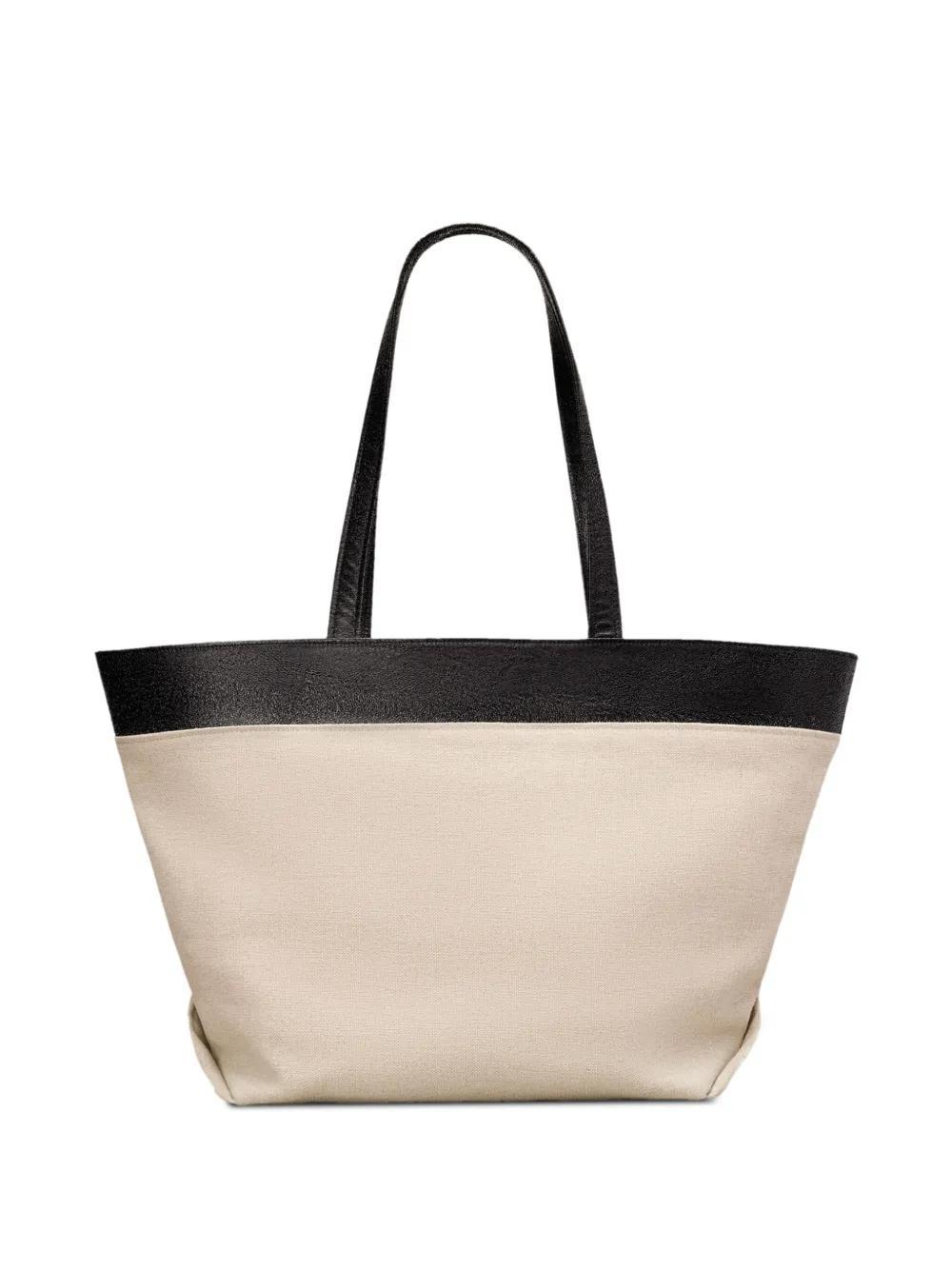 logo-plaque panelled tote bag Product Image