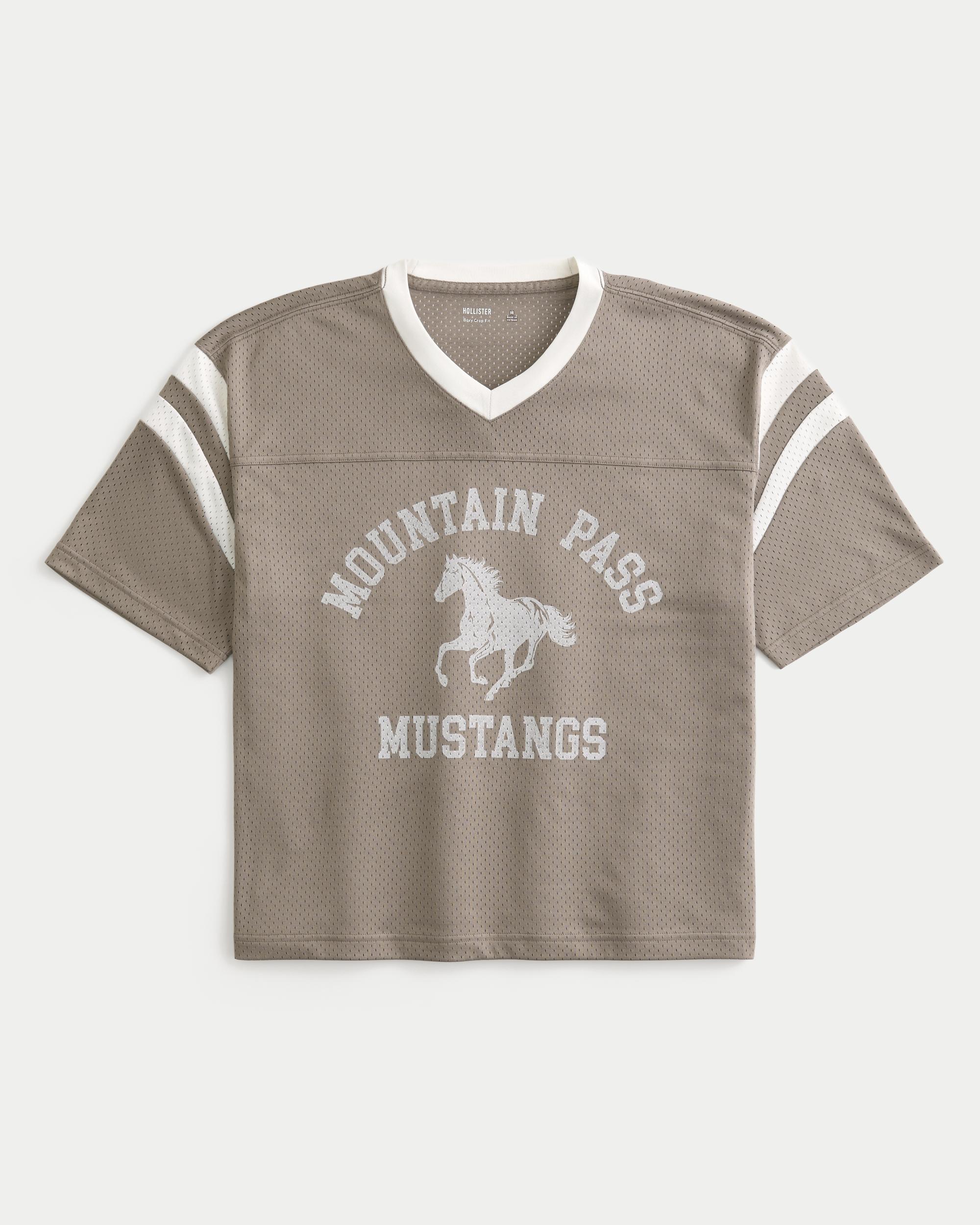Boxy Crop Mountain Pass Mustangs Graphic Jersey Product Image
