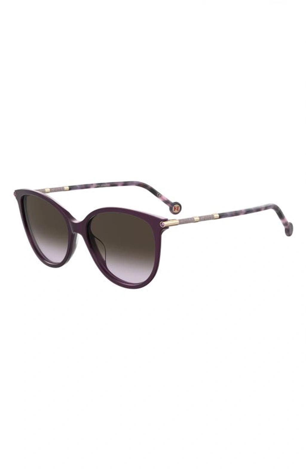 CAROLINA HERRERA 57mm Round Sunglasses In Plum Gold Product Image