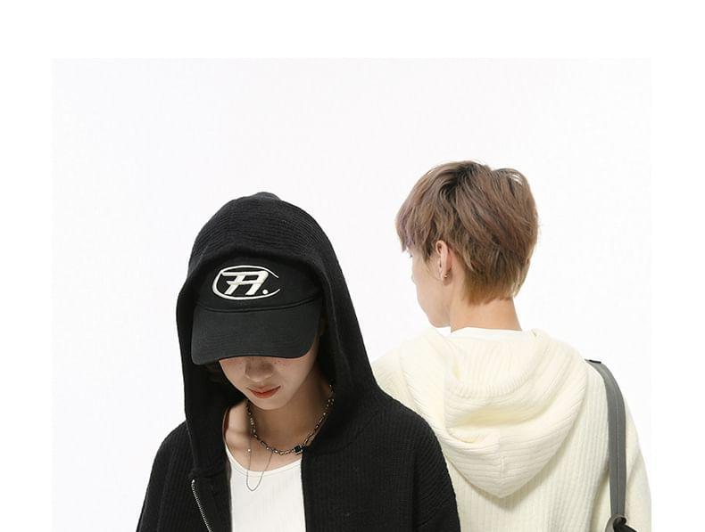 Ribbed Hooded Zip Cardigan Product Image