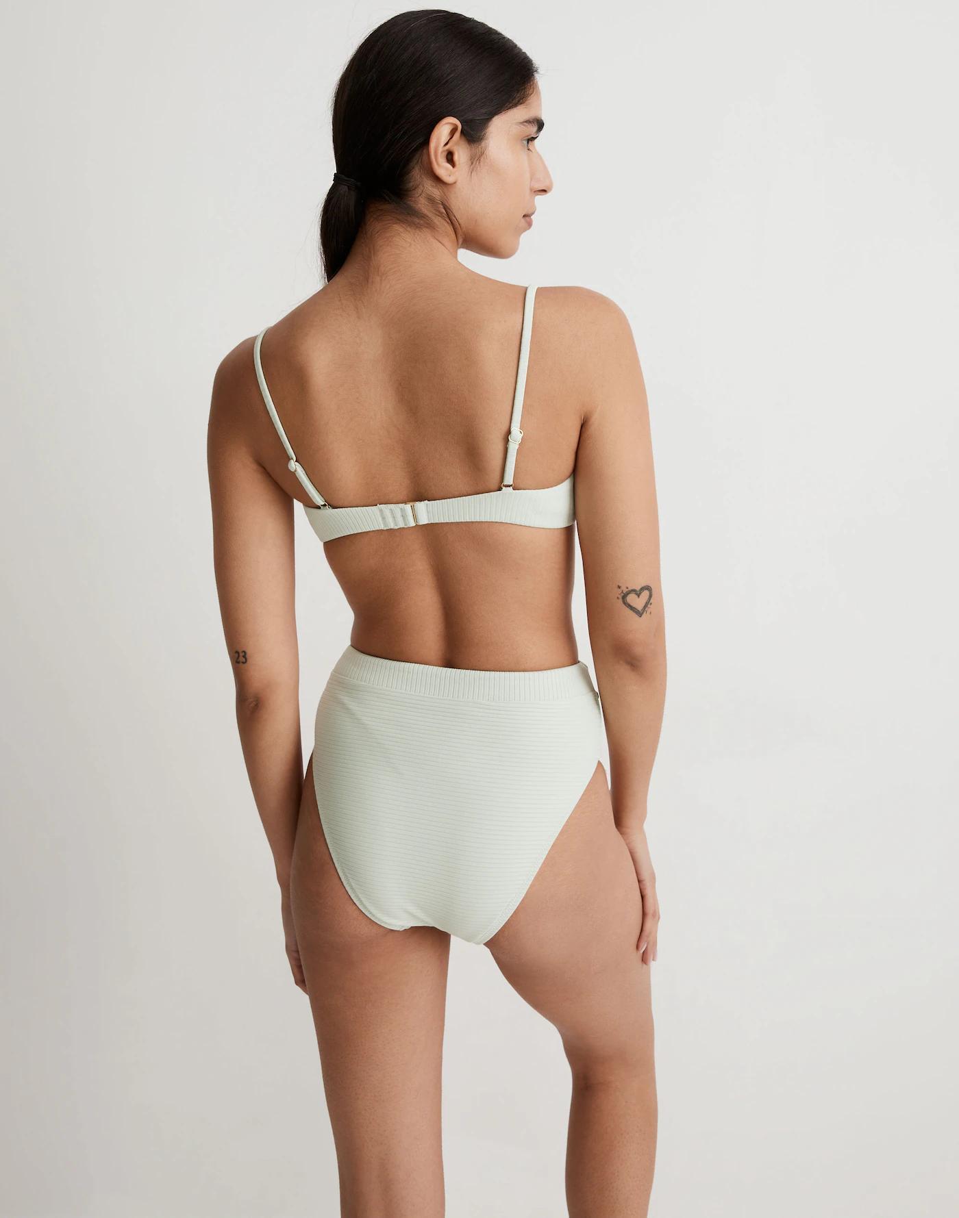 Ribbed High-Cut Bikini Bottom Product Image