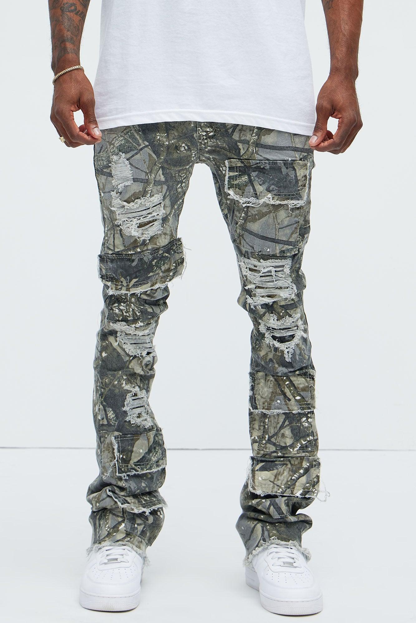 Get Started Cargo Stacked Skinny Flare Pants - Grey/combo Product Image