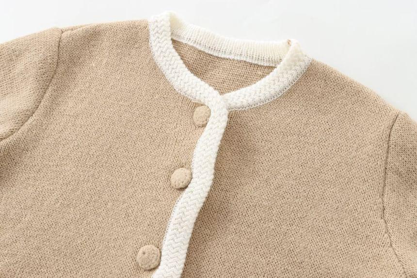 Round Neck Contrast Trim Cardigan Product Image