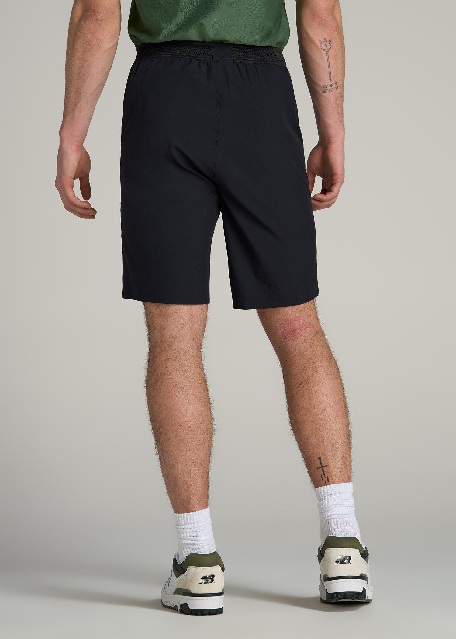 Featherweight Perforated Training Shorts for Tall Men in Black Male Product Image