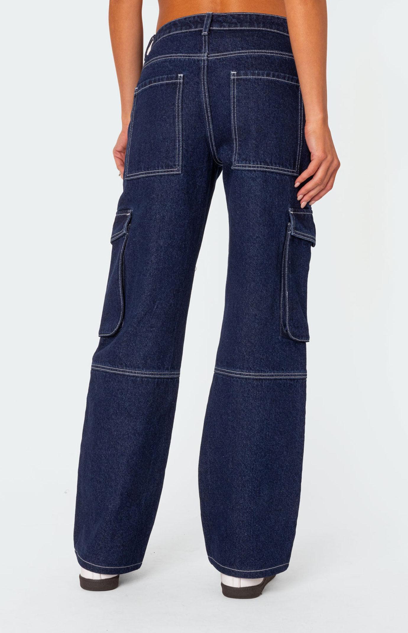 Edikted Women's Alyssa Stitch Cargo Jeans Product Image