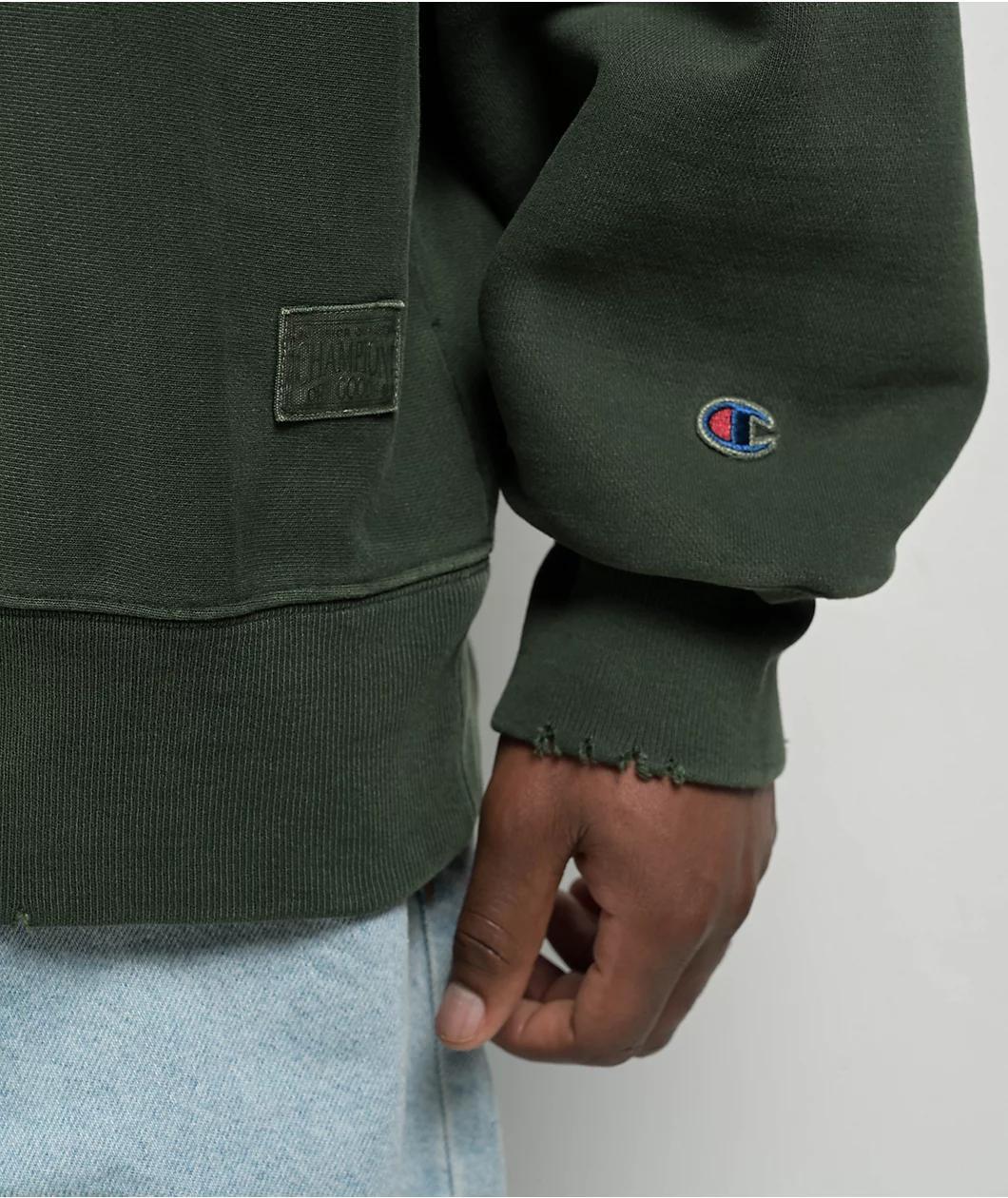 Champion Reverse Weave Green Wash Crewneck Sweatshirt Product Image