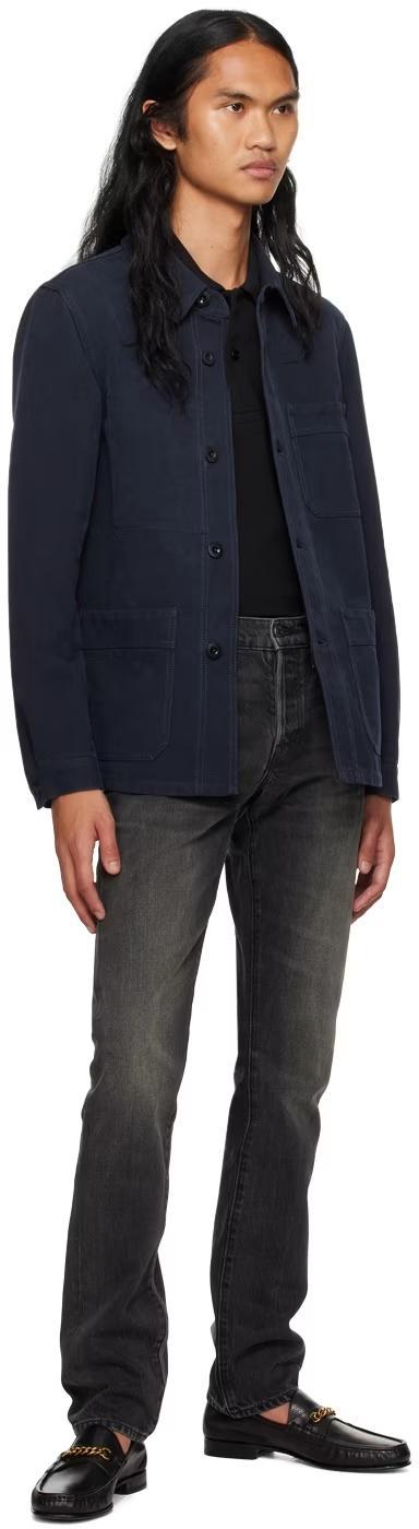 TOM FORD Navy Double Weft Jacket In Hb411 French Blue Product Image