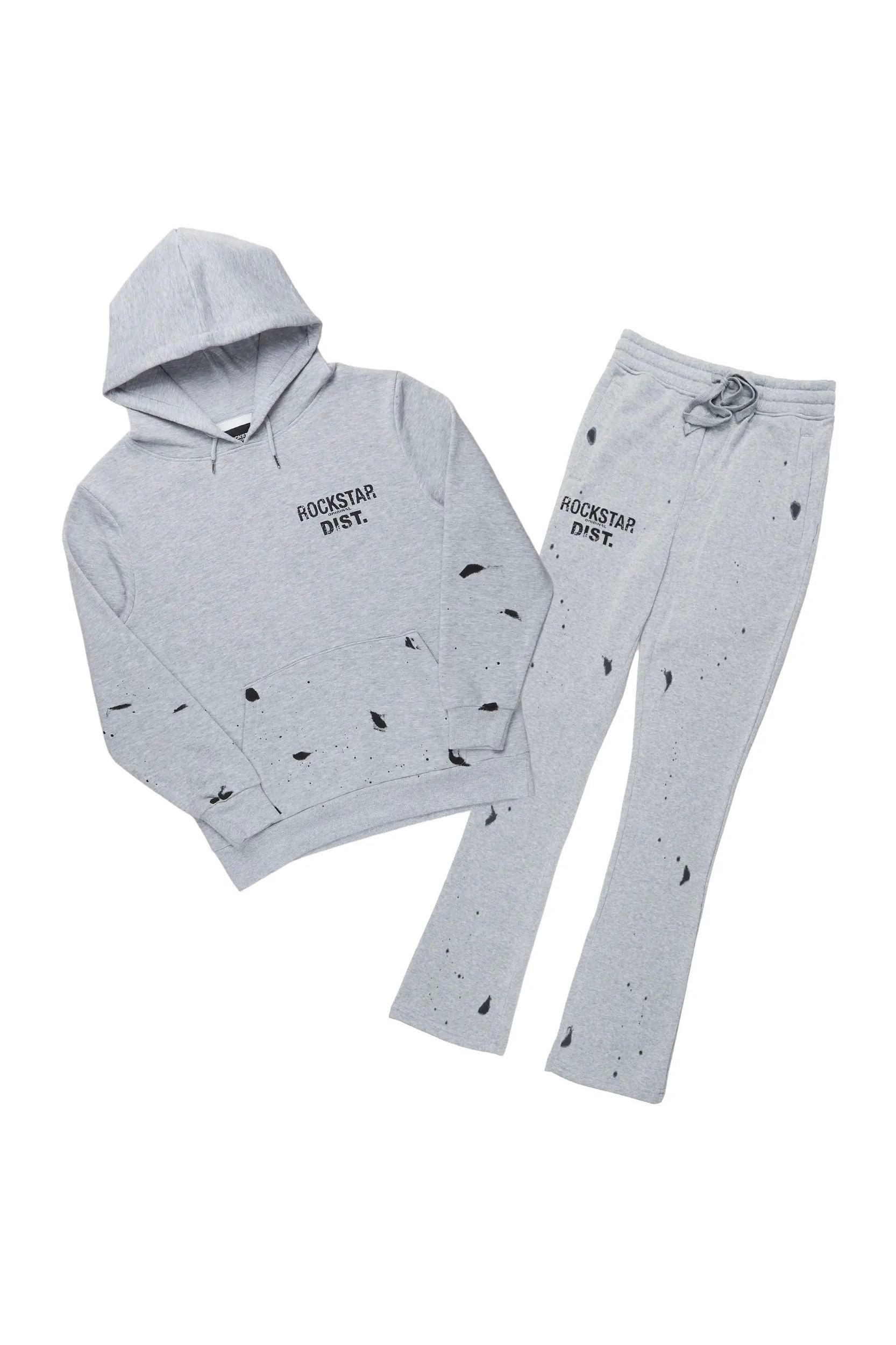 Raffer Heather Grey Hoodie/Stacked Flare Track Set Male Product Image